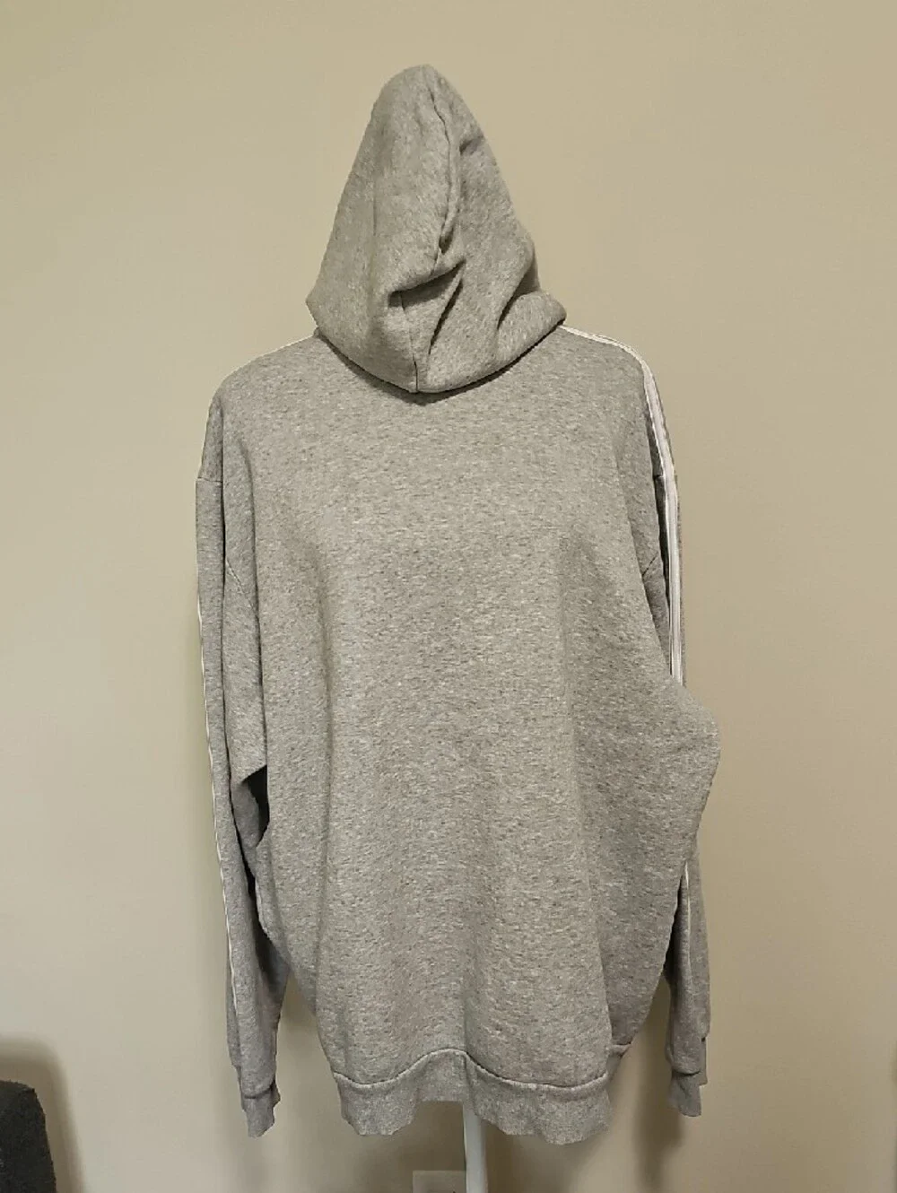 Adidas Grey Hoodie with Blue Trefoil Logo